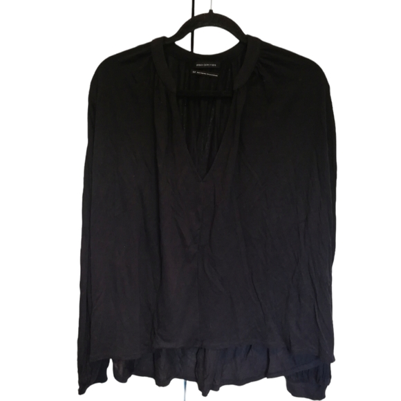 URBAN OUTFITTERS Black Tunic V-neck front Peasant oversized Small NWT - Picture 2 of 11